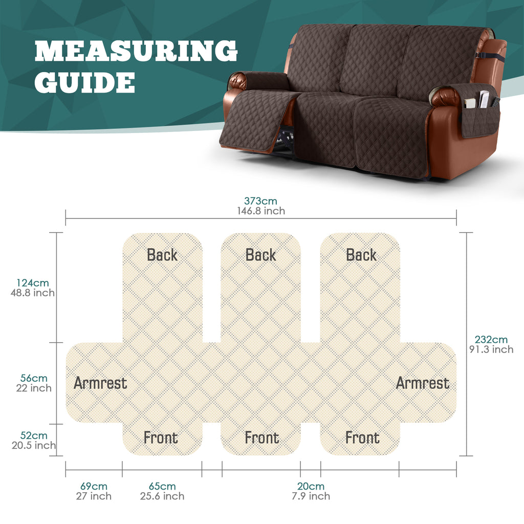Ruaozz Waterproof Recliner Sofa Covers, 2 Seater/ XL2 Seater/ 3 Seater