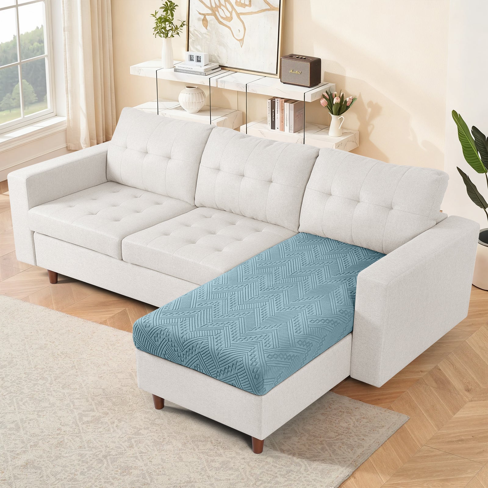 Ruaozz Seational Couch Cushion Covers L Shaped Sofa Covers