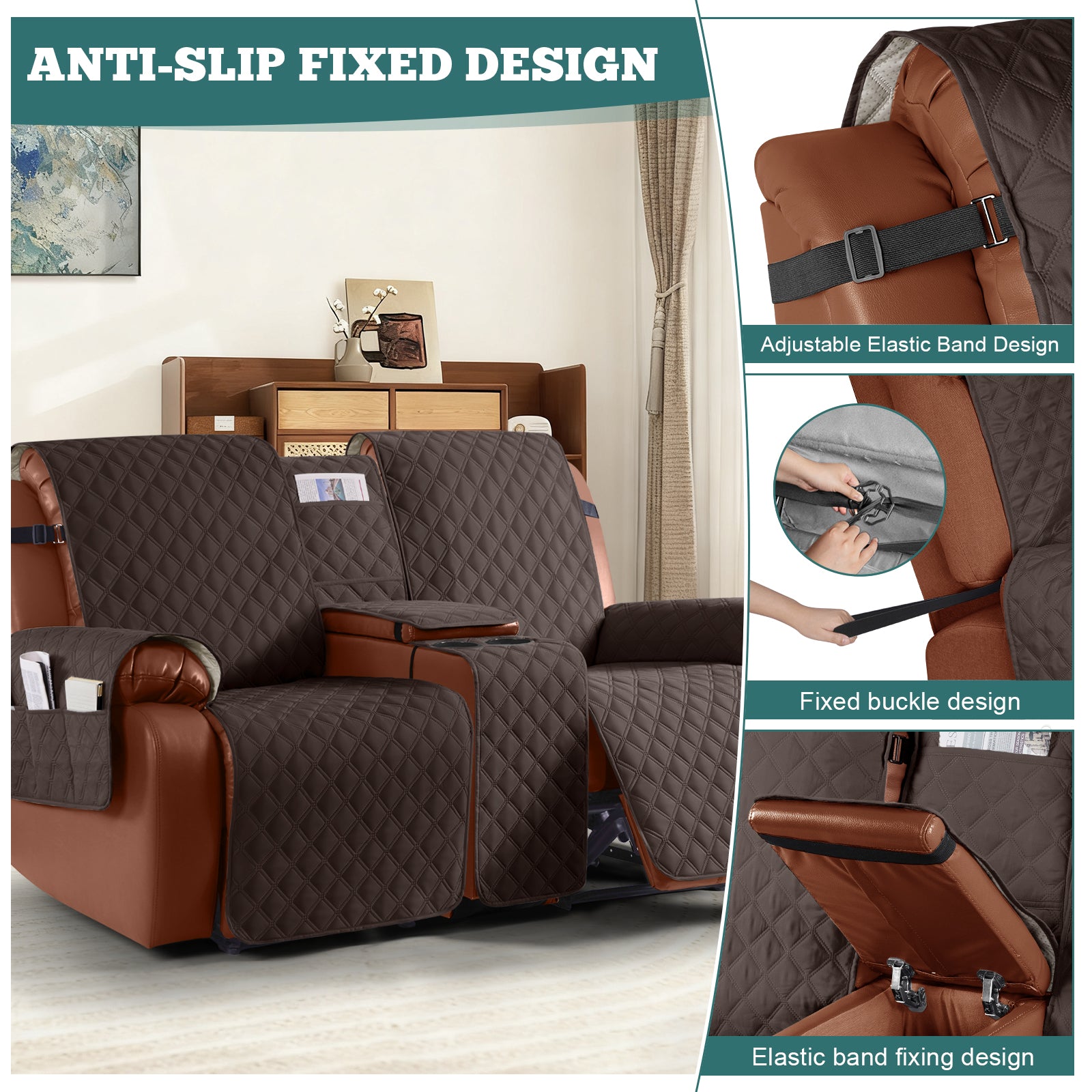 Ruaozz Waterproof Loveseat Recliner Covers with Console