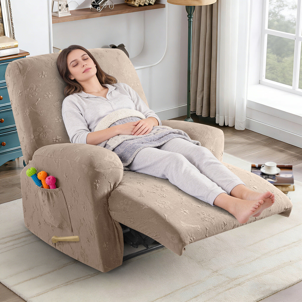 Ruaozz 4-Pieces Recliner Chair Covers Paw Reclining Chair Slipcovers, 1 Seat