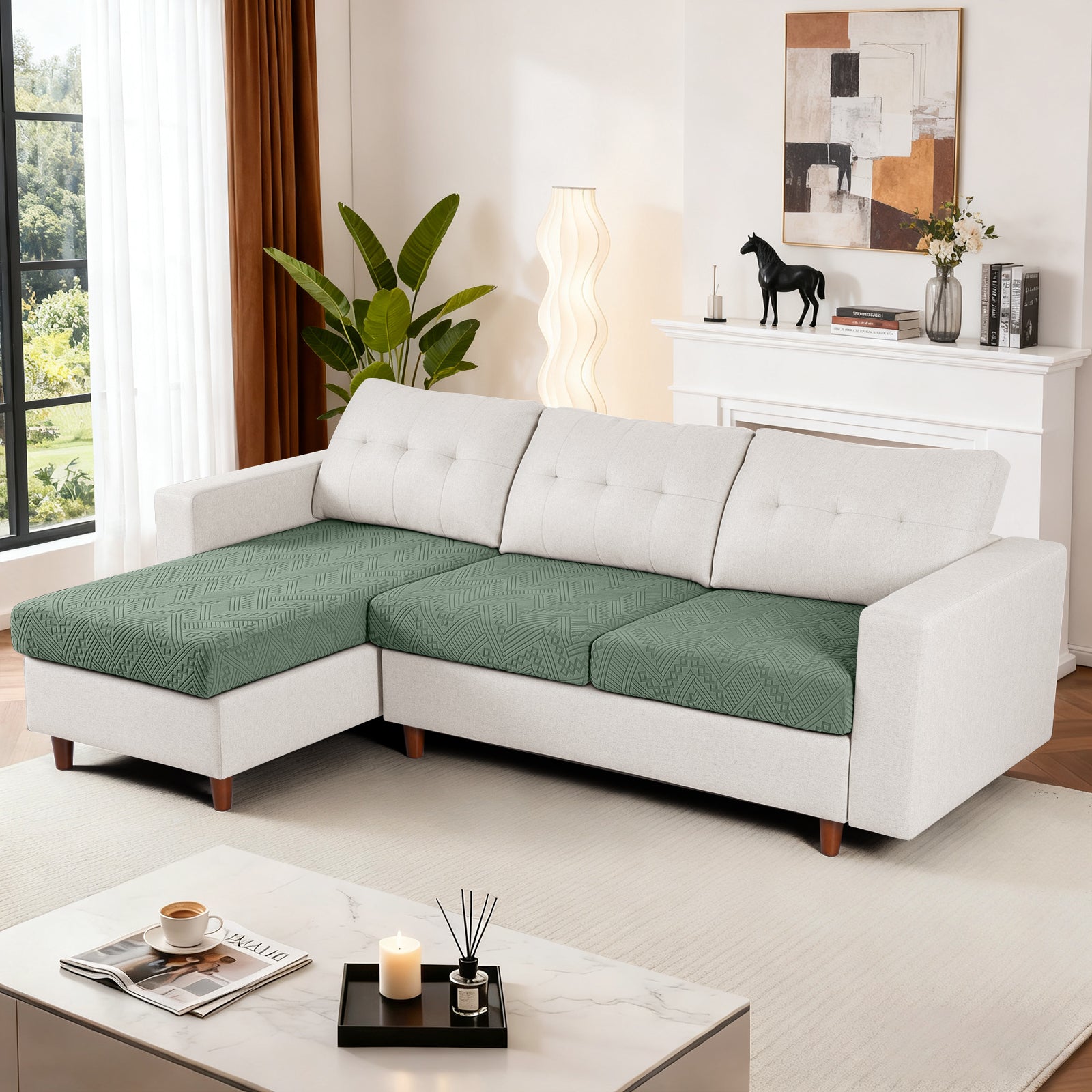 Ruaozz Seational Couch Cushion Covers L Shaped Sofa Covers