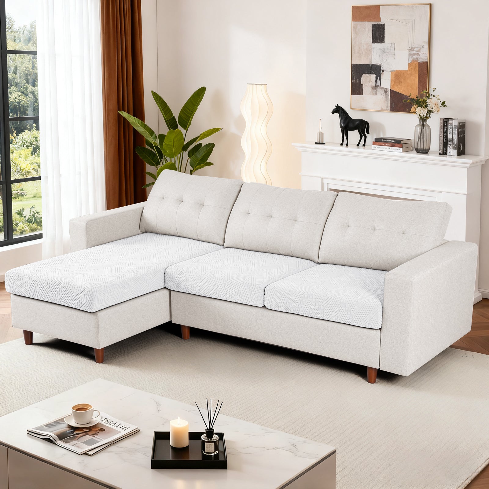 Ruaozz Seational Couch Cushion Covers L Shaped Sofa Covers