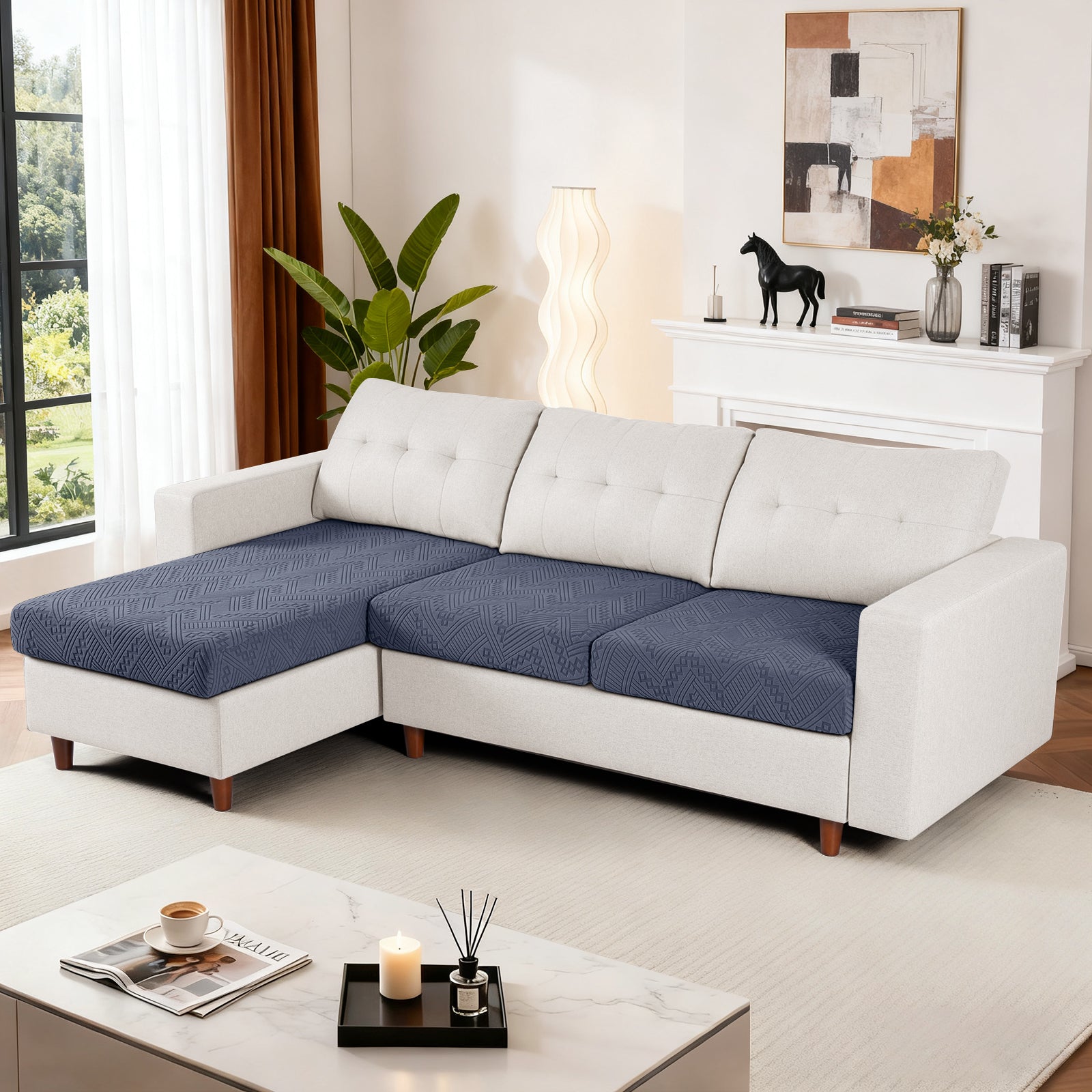 Ruaozz Seational Couch Cushion Covers L Shaped Sofa Covers