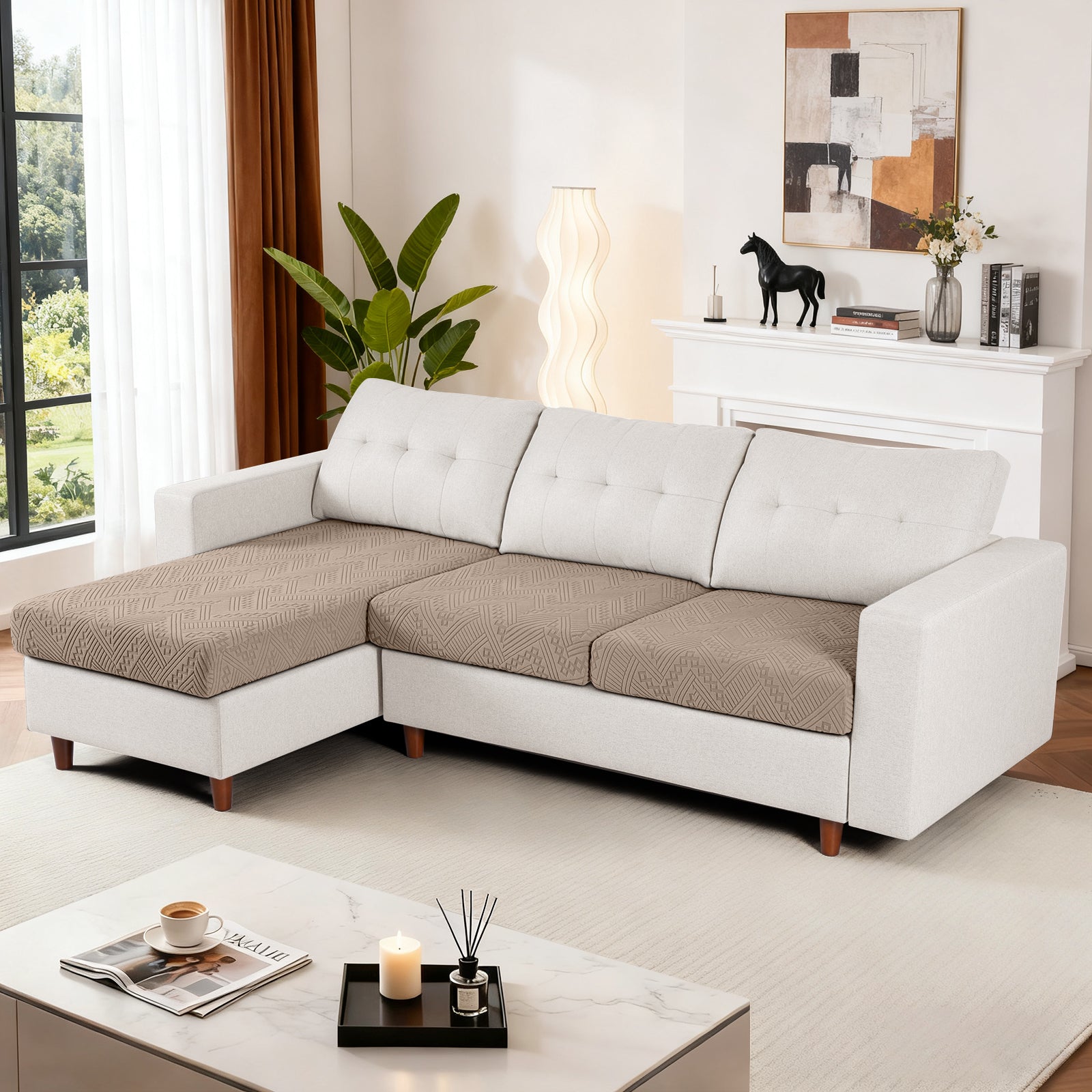 Ruaozz Seational Couch Cushion Covers L Shaped Sofa Covers