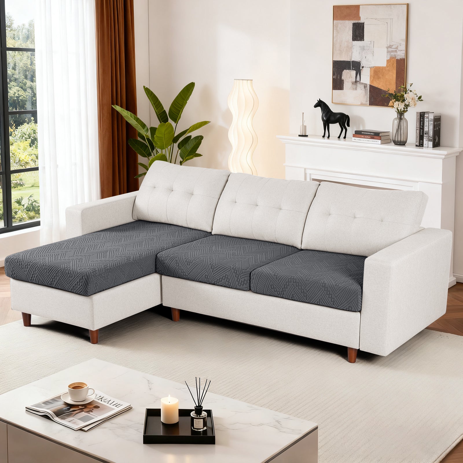 Ruaozz Seational Couch Cushion Covers L Shaped Sofa Covers