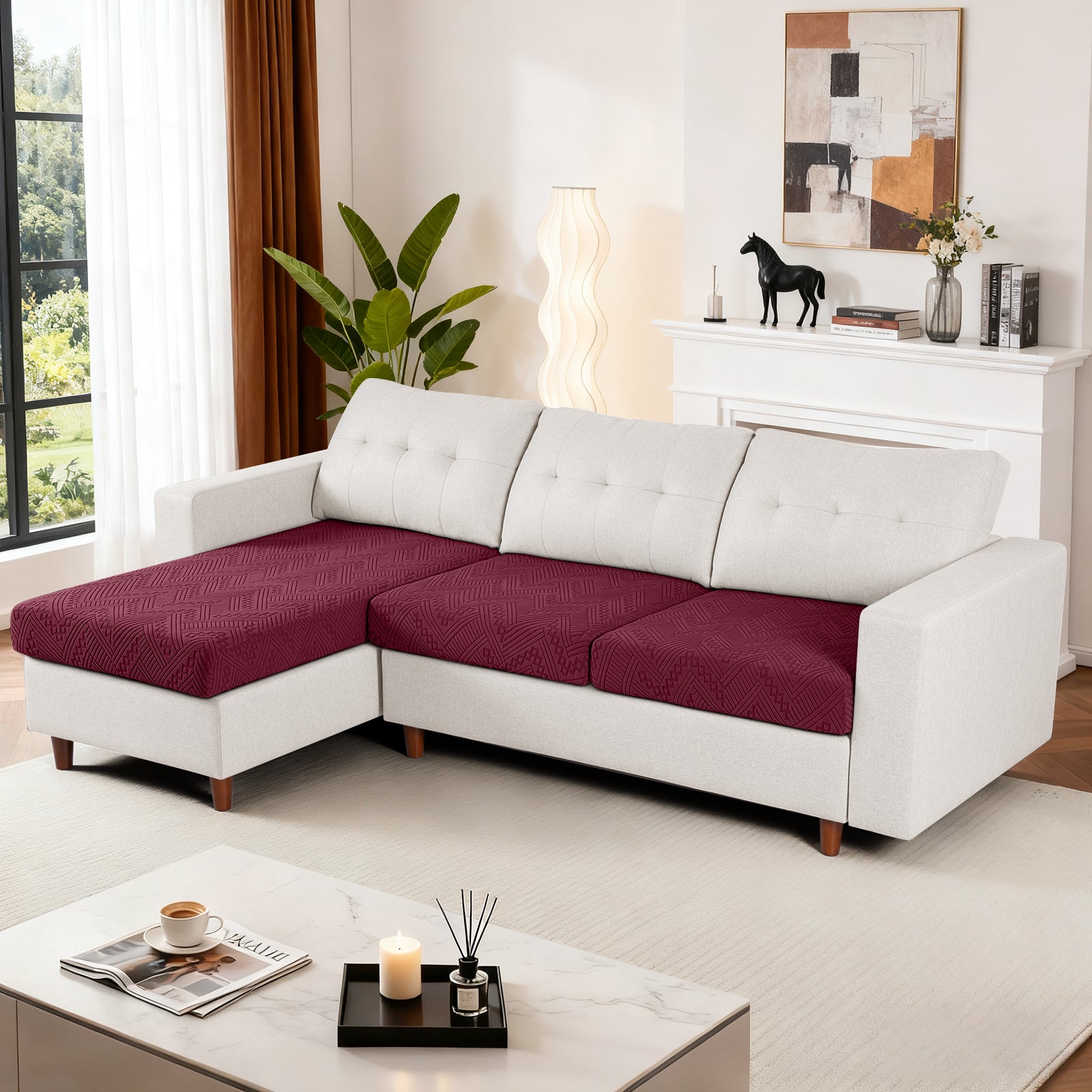 Ruaozz Seational Couch Cushion Covers L Shaped Sofa Covers