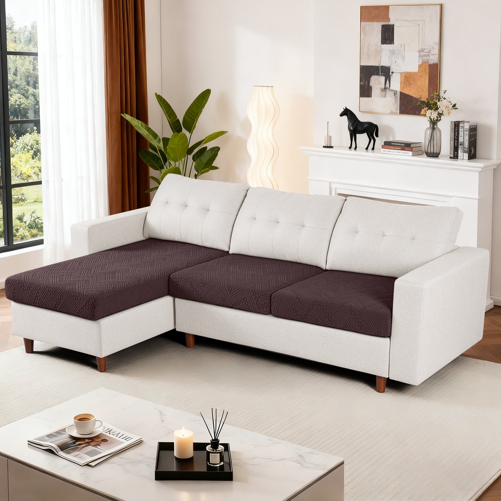 Ruaozz Seational Couch Cushion Covers L Shaped Sofa Covers