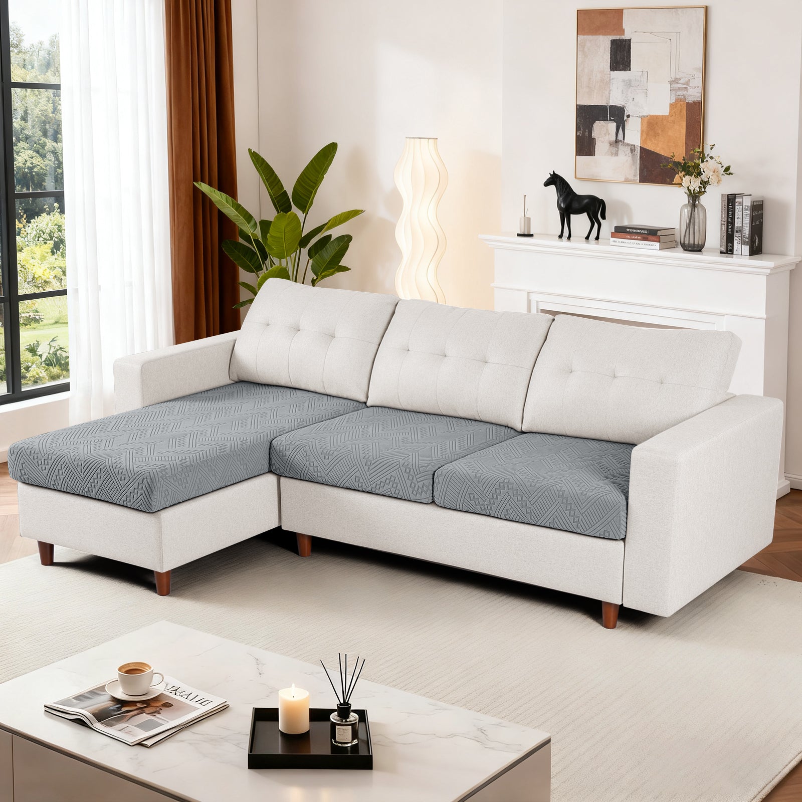 Ruaozz Seational Couch Cushion Covers L Shaped Sofa Covers