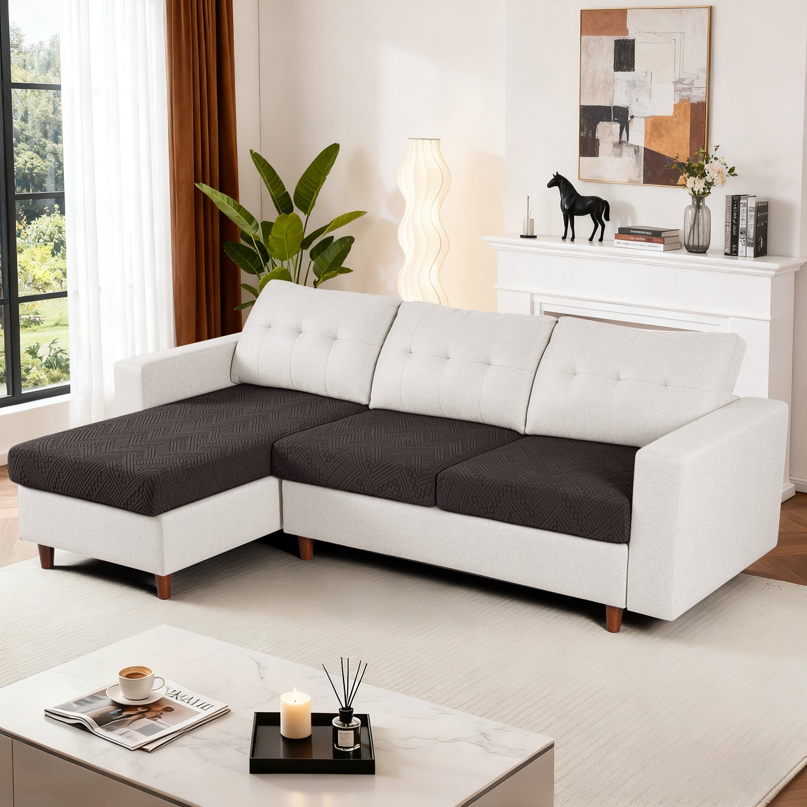 Ruaozz Seational Couch Cushion Covers L Shaped Sofa Covers