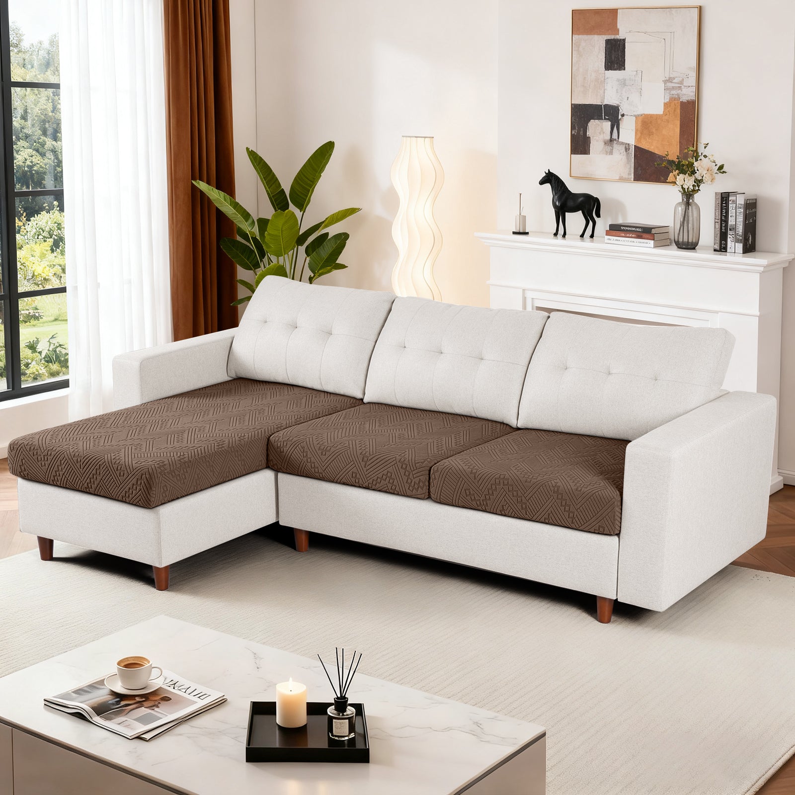 Ruaozz Seational Couch Cushion Covers L Shaped Sofa Covers