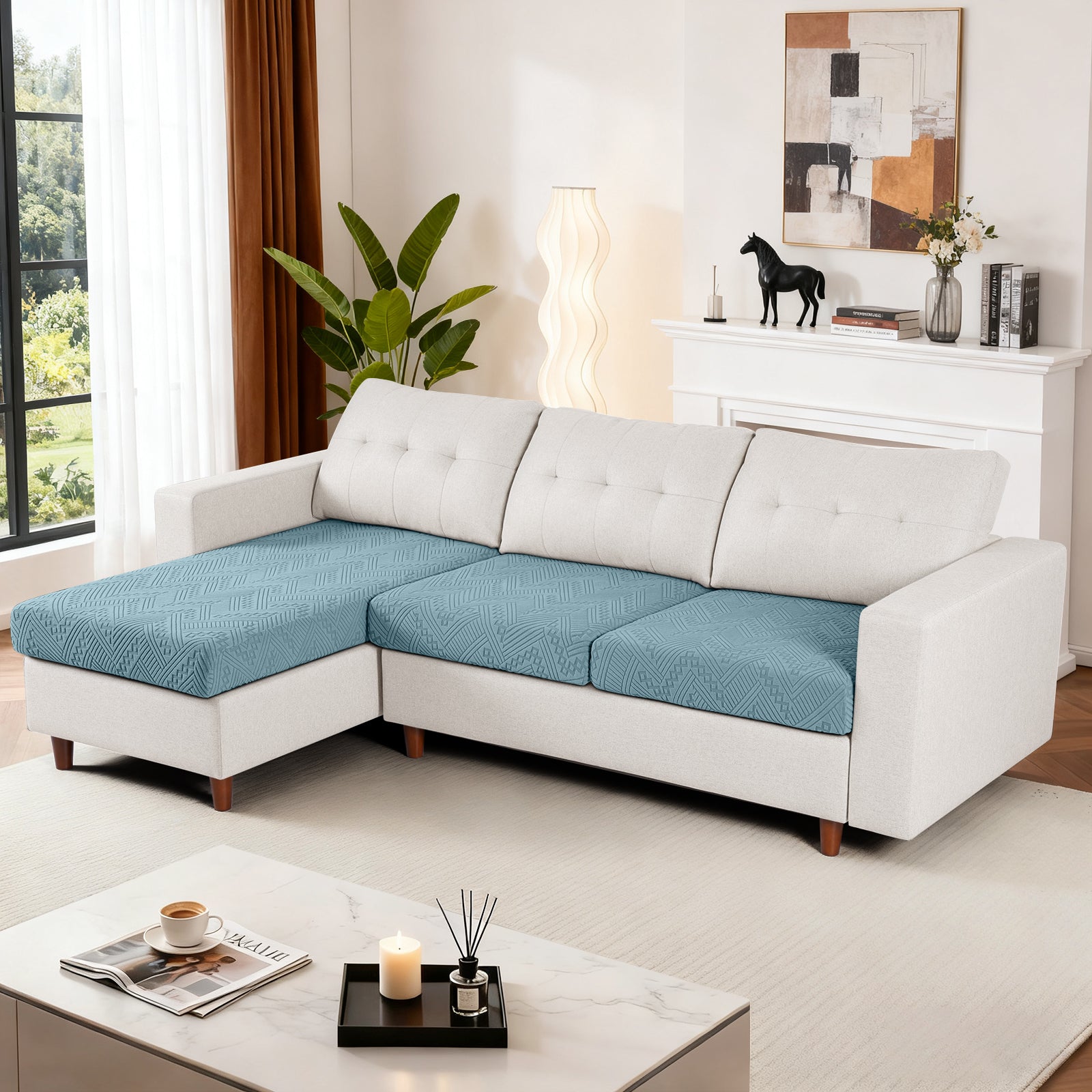 Ruaozz Seational Couch Cushion Covers L Shaped Sofa Covers