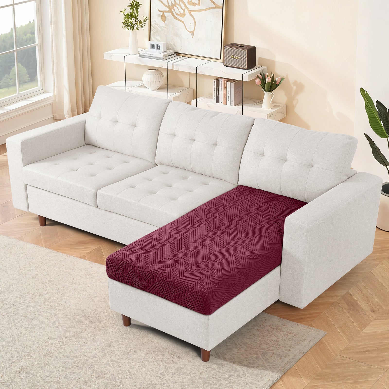 Ruaozz Seational Couch Cushion Covers L Shaped Sofa Covers